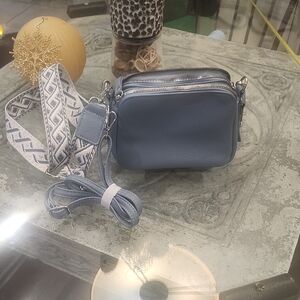 Blue Leather Crossbody Bag